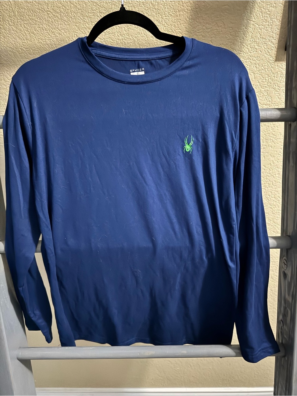 Spyder Men's Long-Sleeve Crew Shirt - Navy with Green Logo